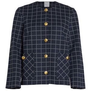 Rosetta Getty Windowpane Check Jacket with Gold Buttons